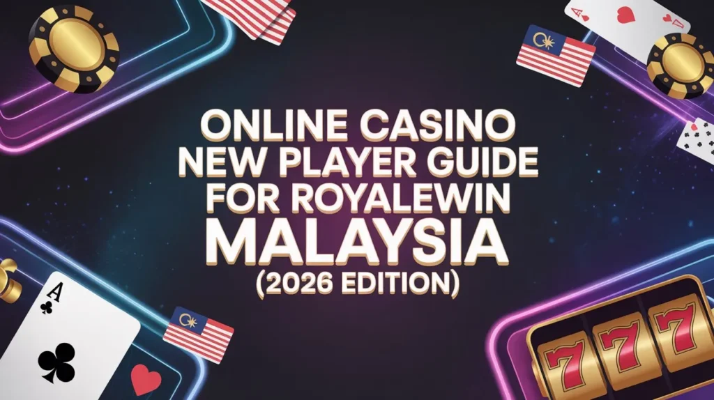 Online Casino New Player Guide illustrating Royalewin Malaysia games, bonuses, and player safety