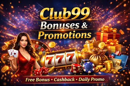 bonuses and promotions banner showing free bonus, cashback offers, slot games, and online casino rewards