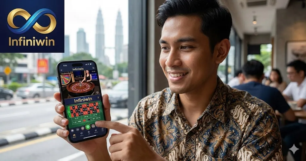 Infiniwin Live Casino mobile app interface showing Roulette gameplay on a smartphone.