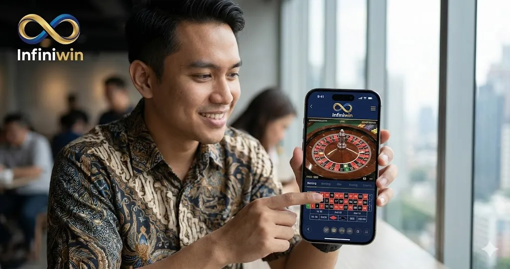 Close-up of a European Roulette wheel spinning at Infiniwin Live Casino.
