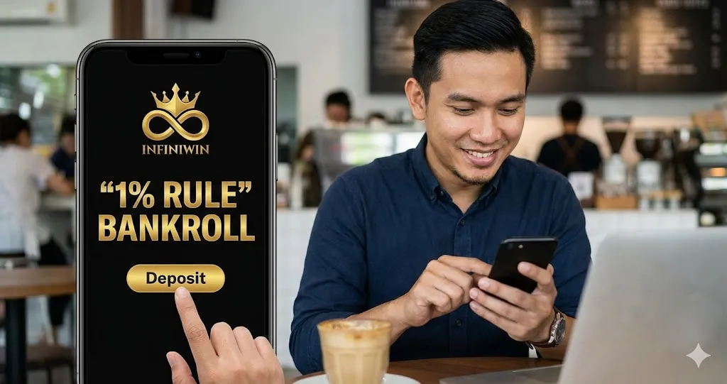 Chart showing 1% bankroll management rule for safe online gambling in Malaysia