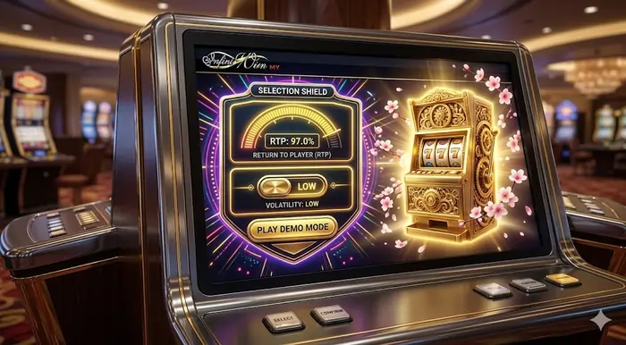 Vibrant 4K dashboard showing Easy Ways to Choose the Right Slot Game for Beginners with RTP and volatility selection icons on Infiniwin MY.