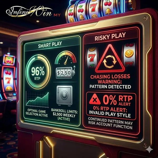 Vibrant 4K dashboard showing how to avoid slot game mistakes beginners make with RTP and bankroll management on Infiniwin.