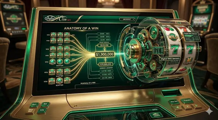 Vibrant 4K dashboard for slot features explained for beginners showing wild symbols and scatter symbols mechanics on Infiniwin.